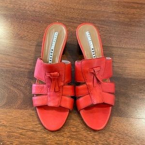 Fratella Rossetti Italy summer leather red/orange vibrant heeled sandals 39